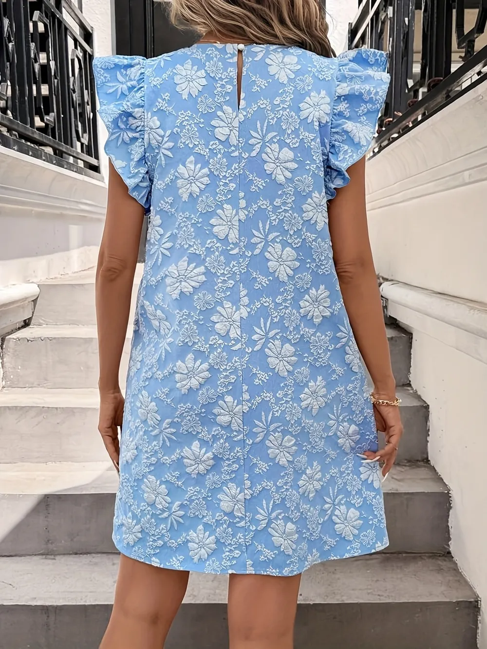 Floral Ruffle Sleeve Summer Dress, image 2