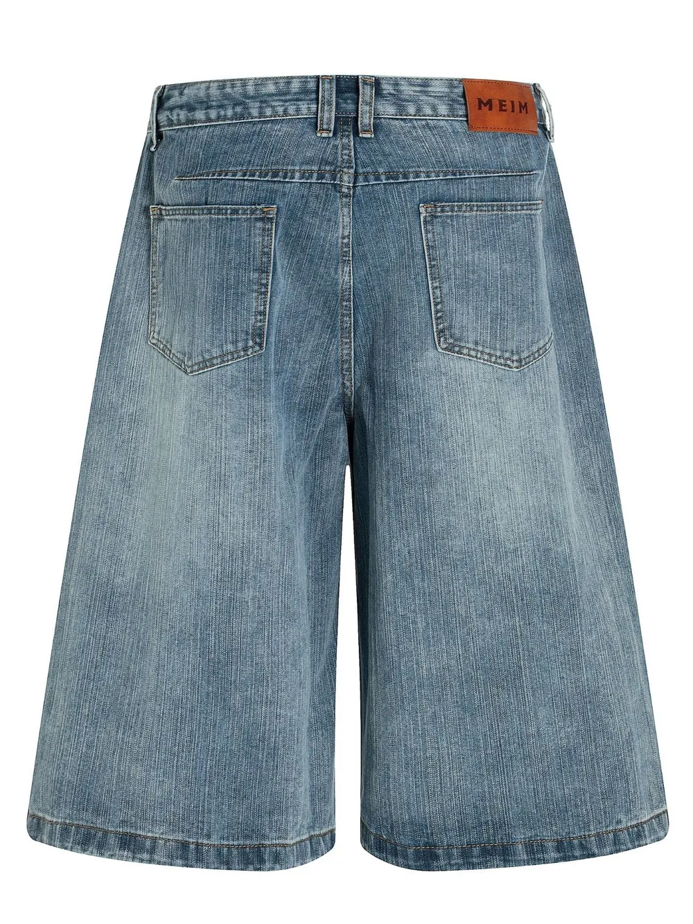 Men's Floral Trim Wide Leg Denim Shorts, image 3