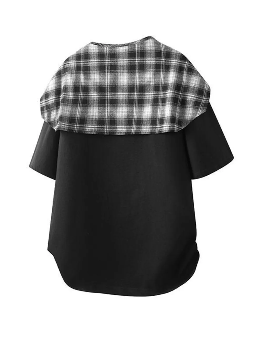 Men's Plus Size Layered Style T-Shirt with Plaid Scarf Detail, image 5