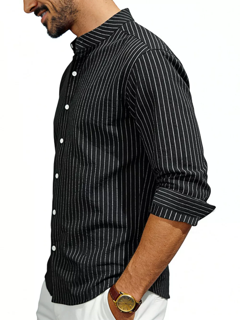 Men's Full Size Striped Long Sleeve Shirt Plus Size, image 2