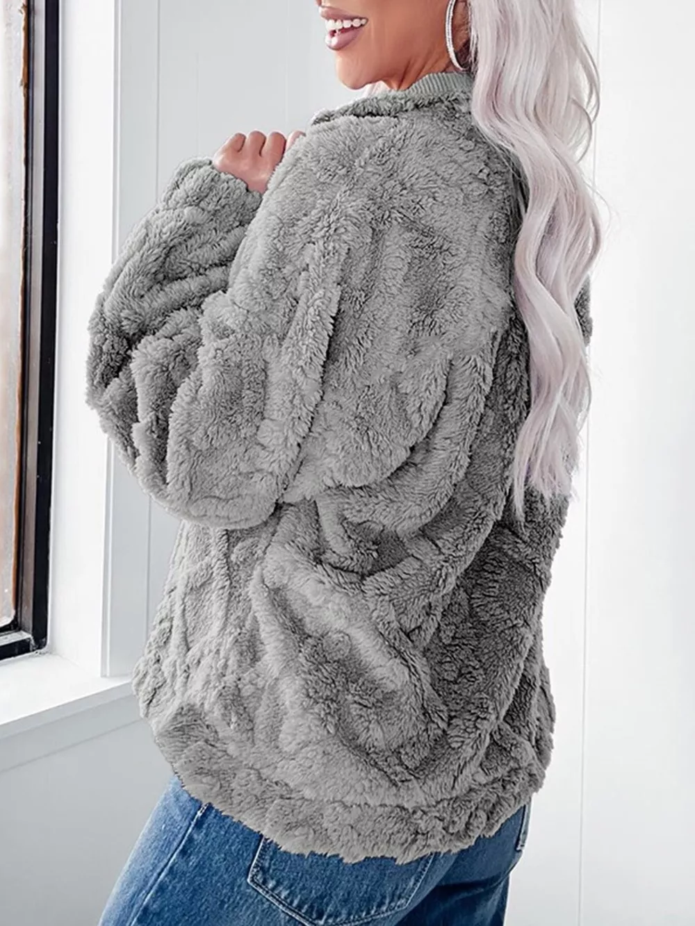 Cozy Fleece Quarter Zip Sweatshirt, image 6