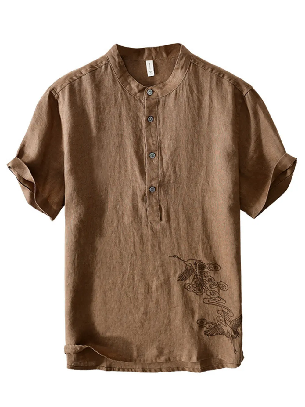 Men's Plus Size Button Detail Short Sleeve Blouse, image 3