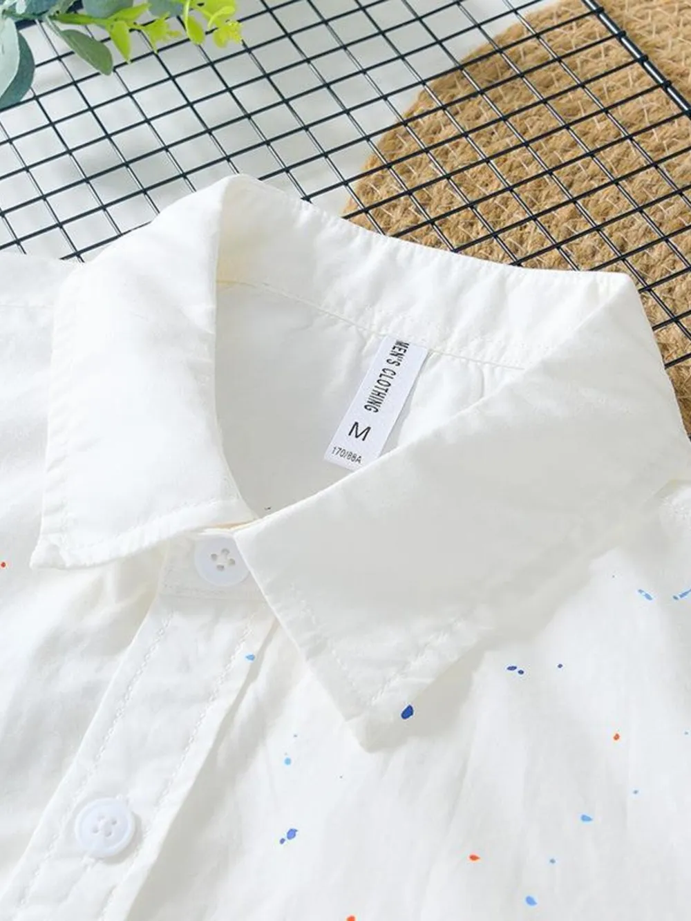 Men's Plus Size Casual Paint Splatter Short Sleeve Button-Up Shirt, image 4