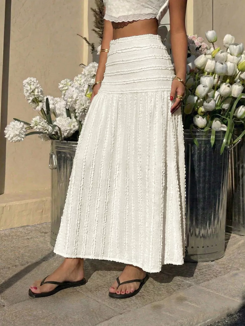 Textured A-Line Midi Skirt, image 8