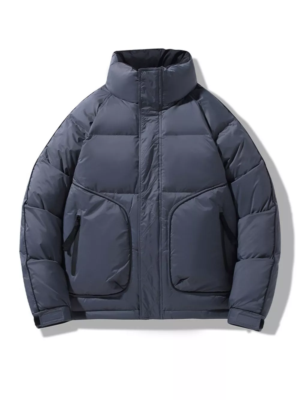 Men's Plus Size Stand Collar Puffer Jacket with Side Zipper Pockets, image 4