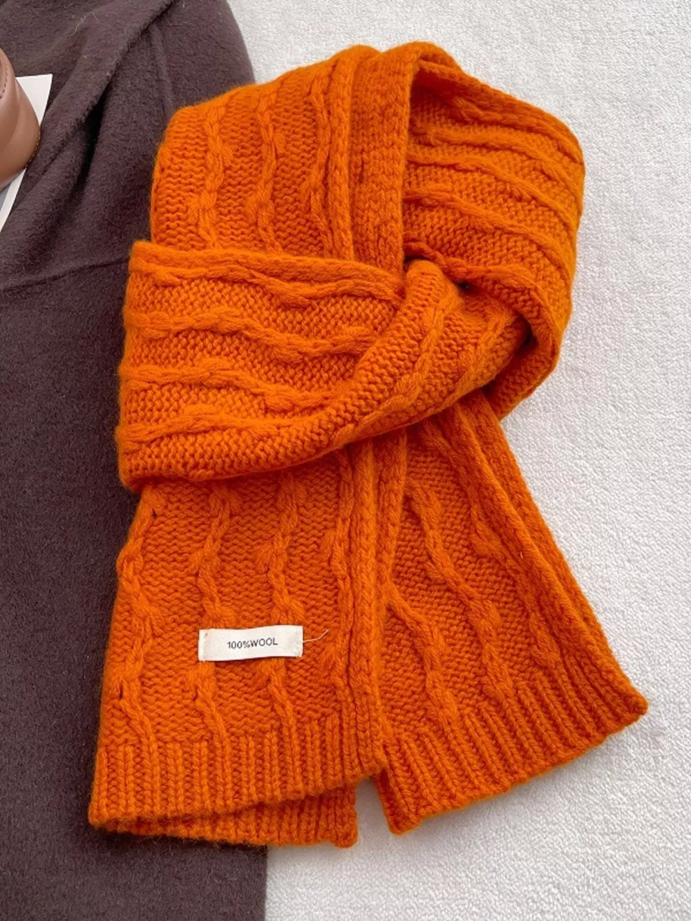 Wool Cozy Cable Knit Scarf, image 9