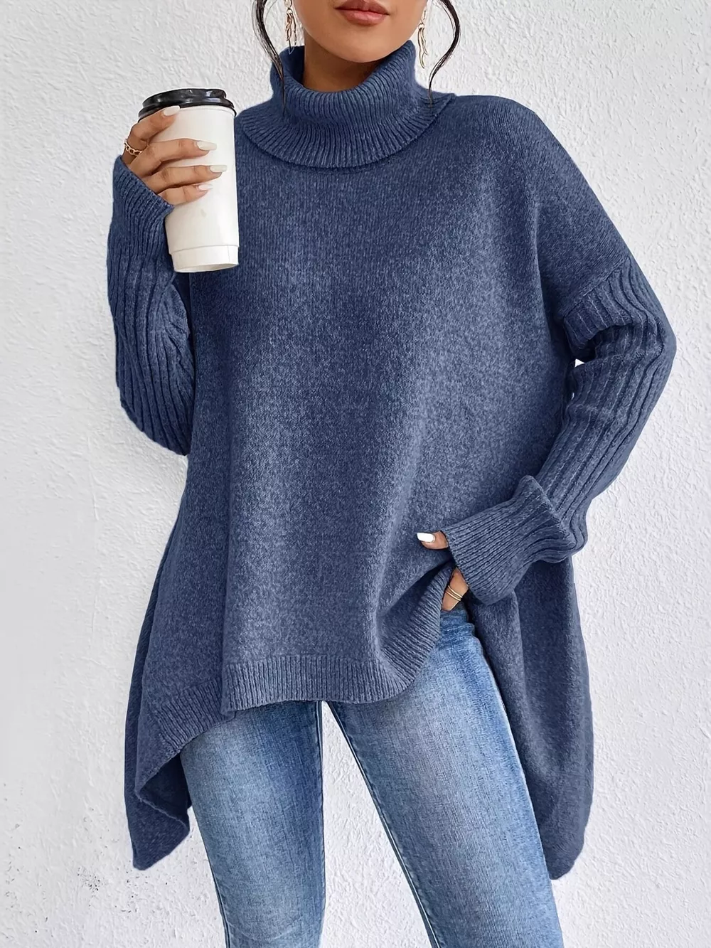 Turtleneck Dropped Shoulder Sweater, image 8