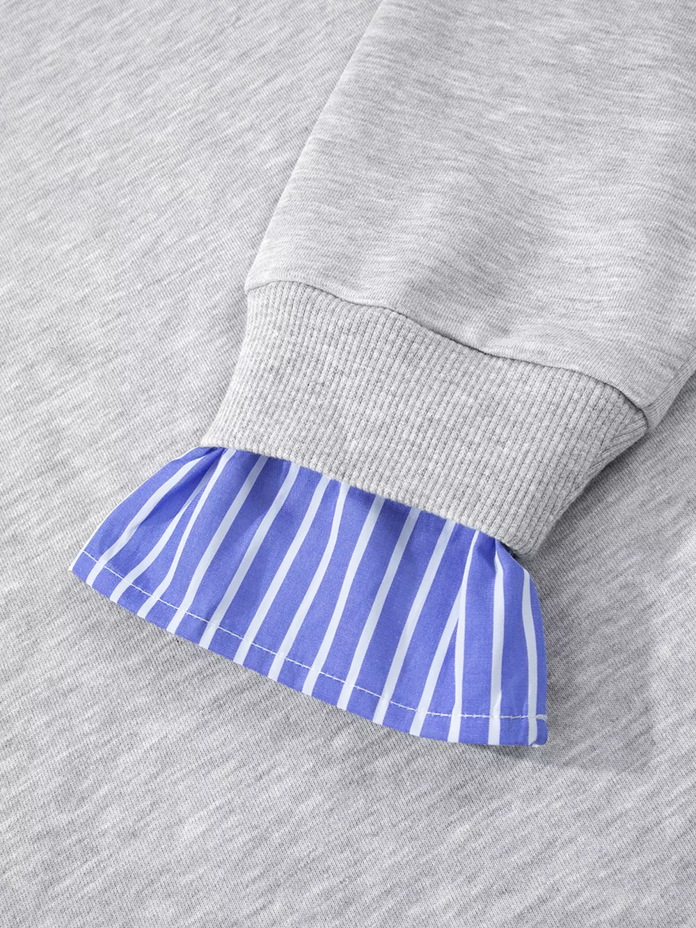Striped Collar 2-in-1 Patchwork Casual Loose Sweatshirt, image 11
