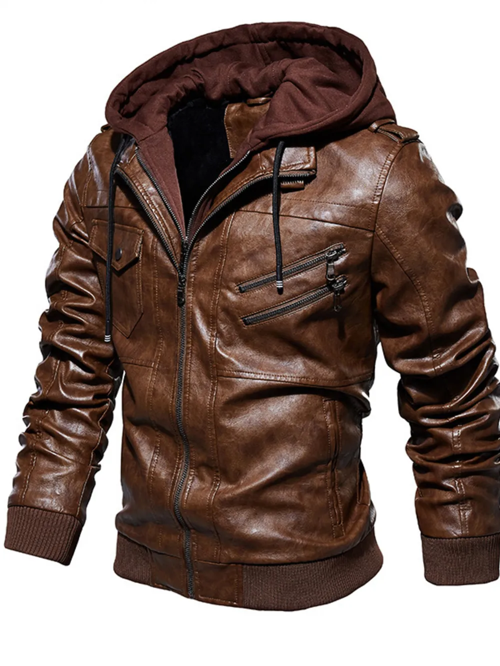Men's Plus Size Zip Up Drawstring Hooded Jacket, image 6