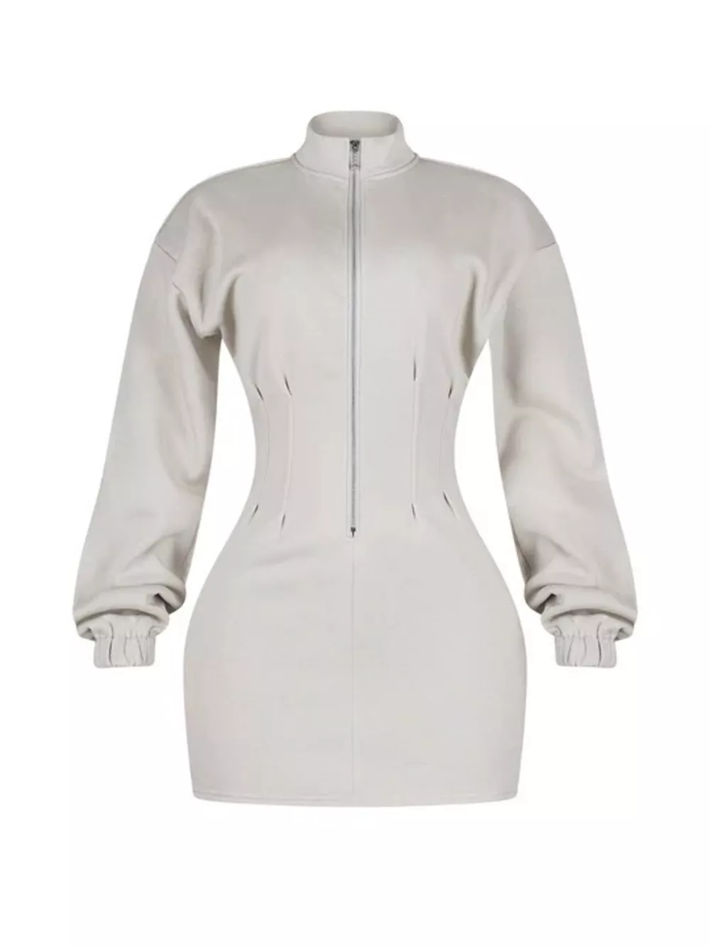 Casual Zip-Up Long Sleeve Mini Dress, image 8
