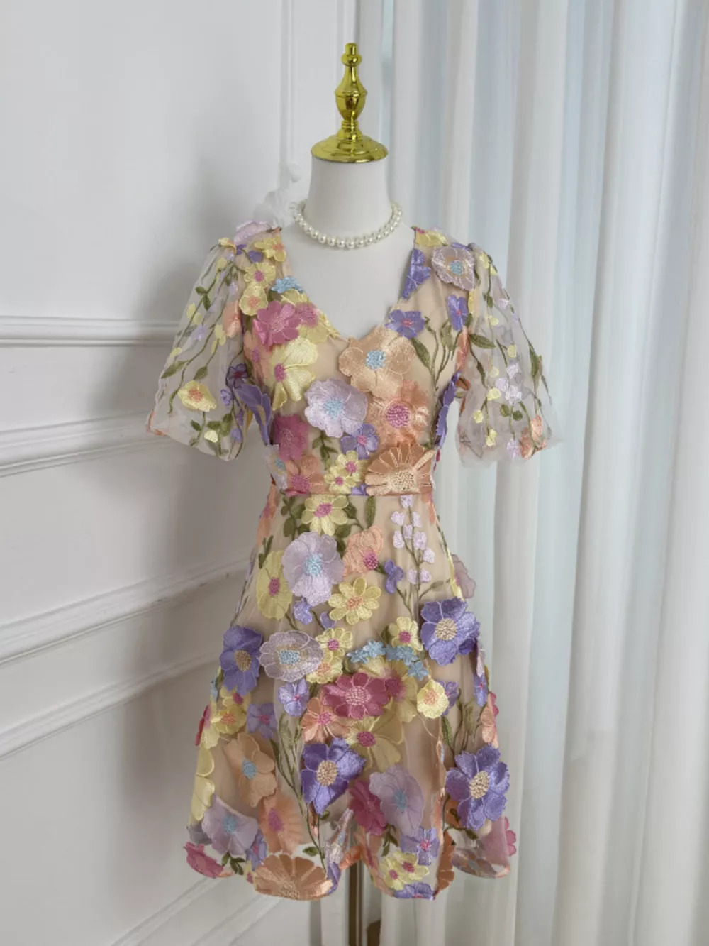 Plus Size Embroidered Floral V-Neck Mini Dress, image 13