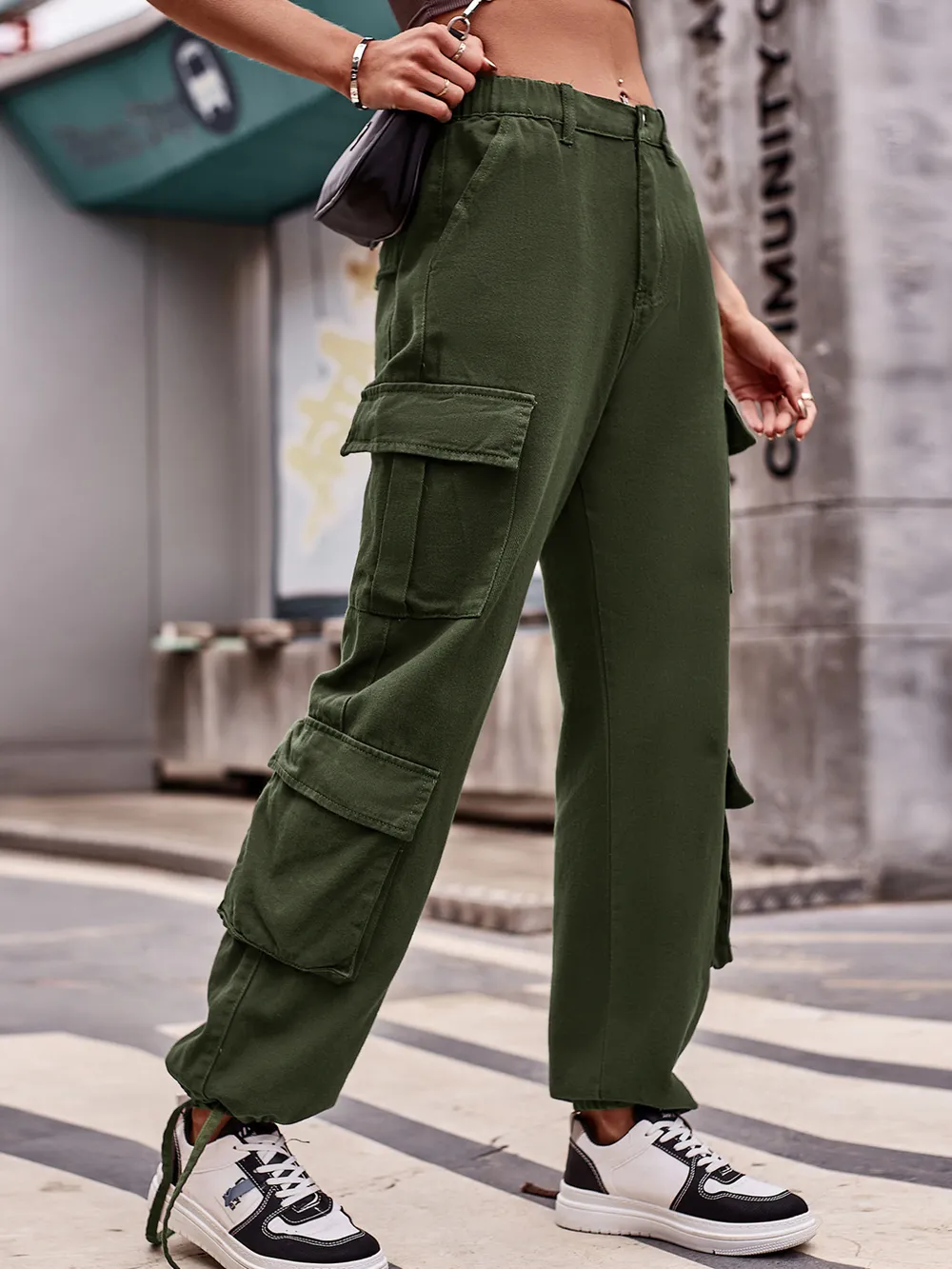 Casual Wide Leg Cargo Jeans, image 9