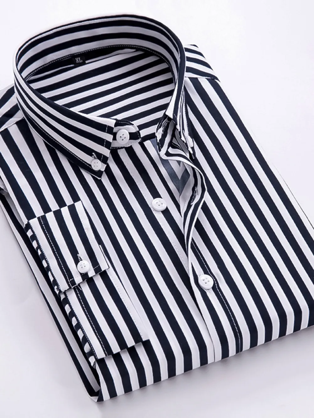 Men's Plus Size Striped Button Up Long Sleeve Shirt