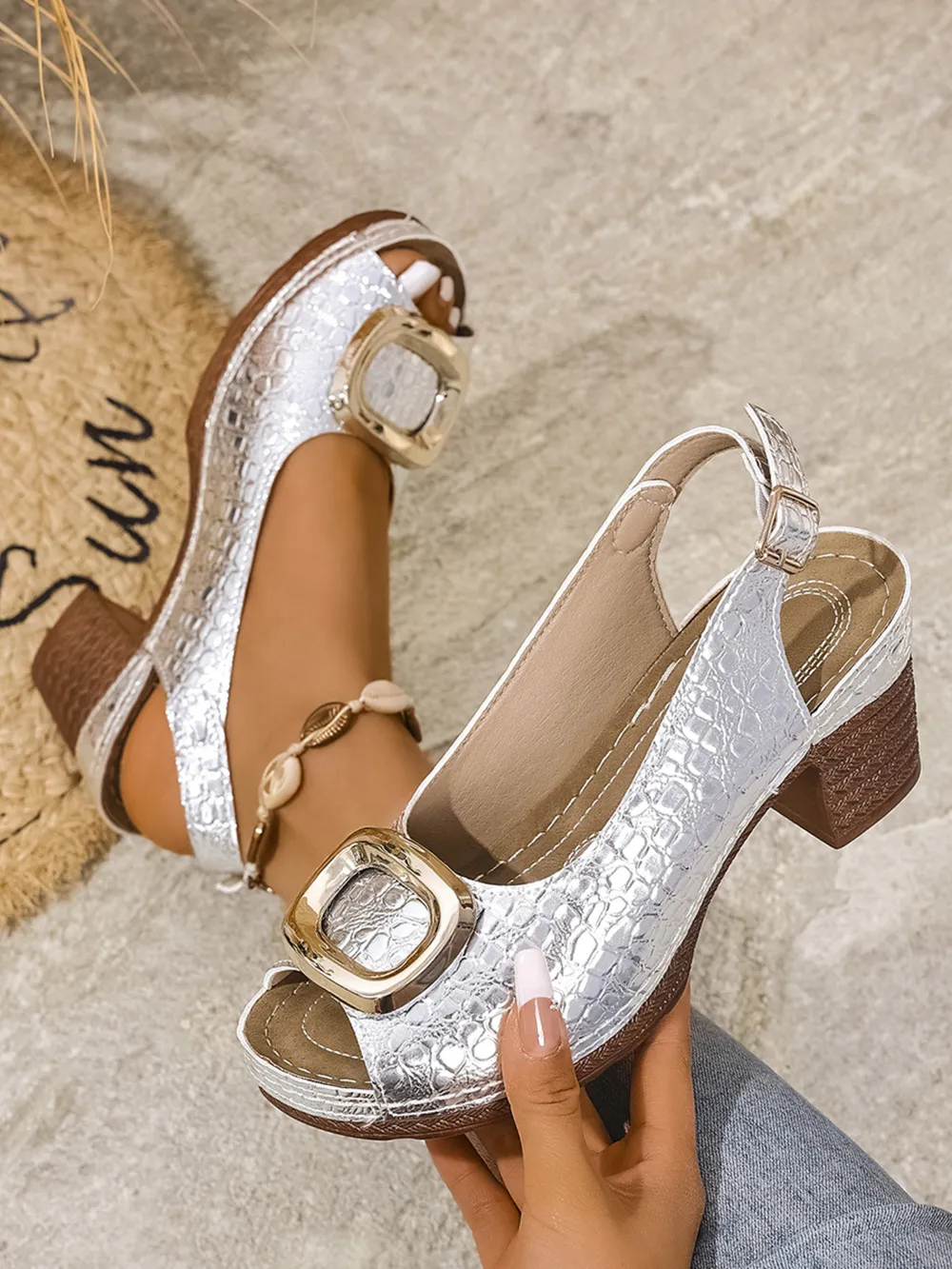 Block Heel Slingback Sandals, image 8