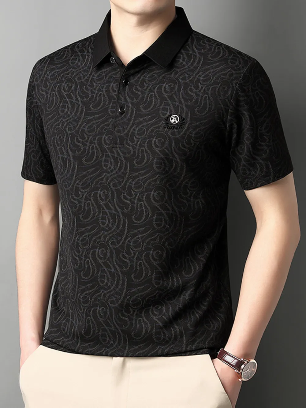 Men's Full Size Button Detail Short Sleeve Polo Plus Size, image 3