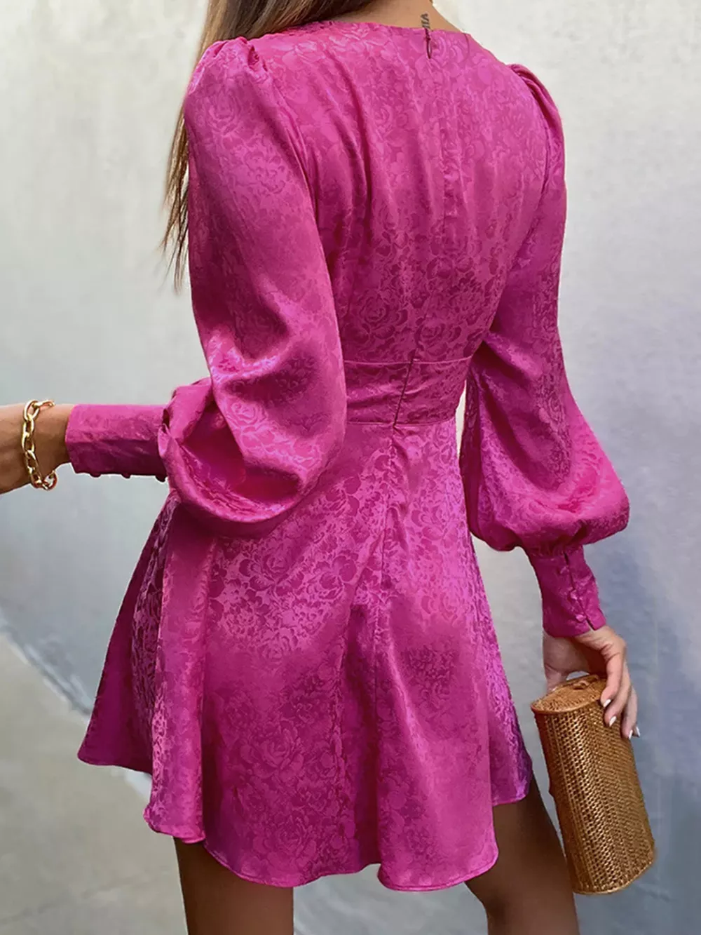 Cutout Lantern Sleeve Mini Dress, image 2