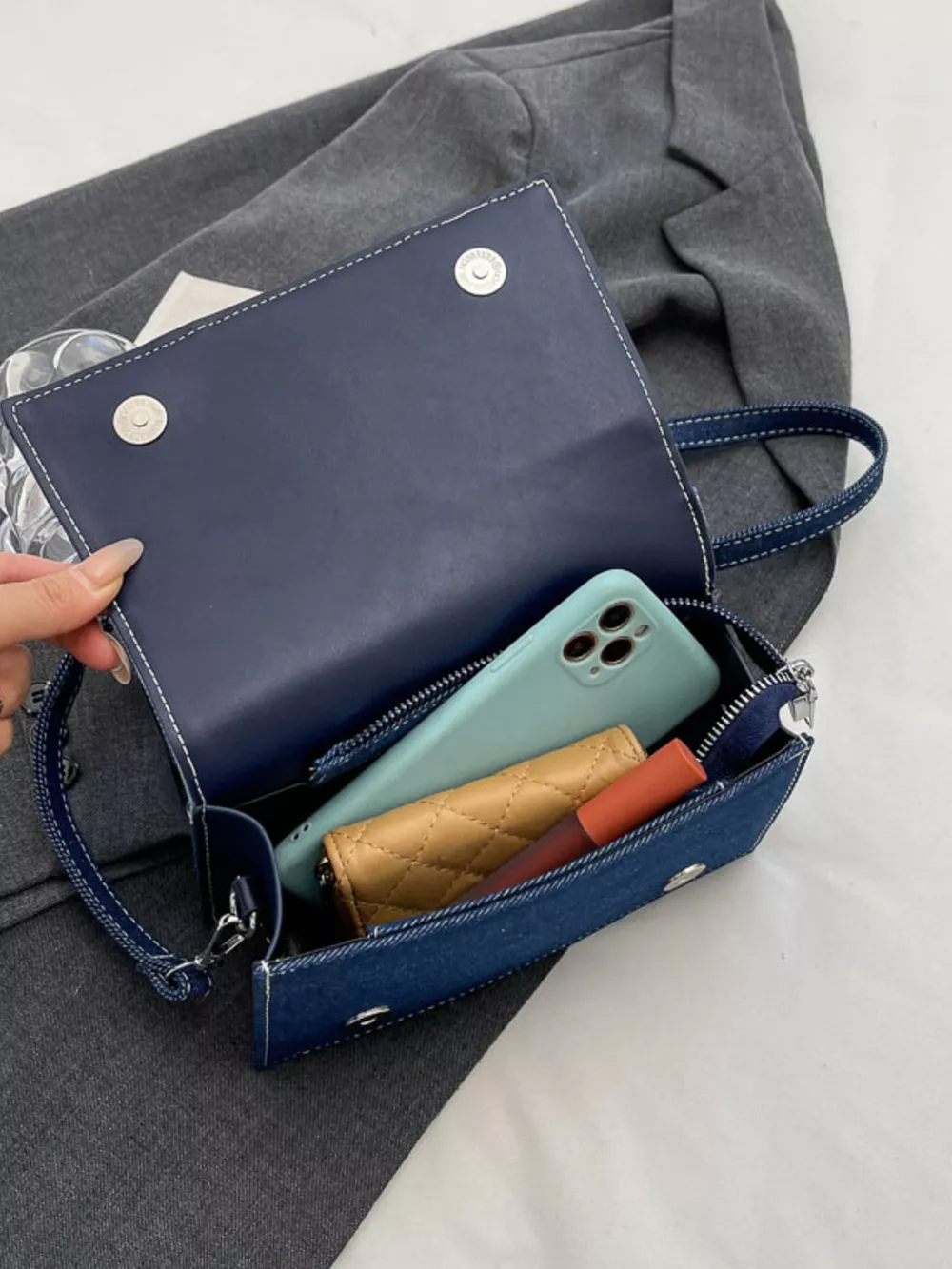 Denim Patchwork Crossbody Bag, image 5
