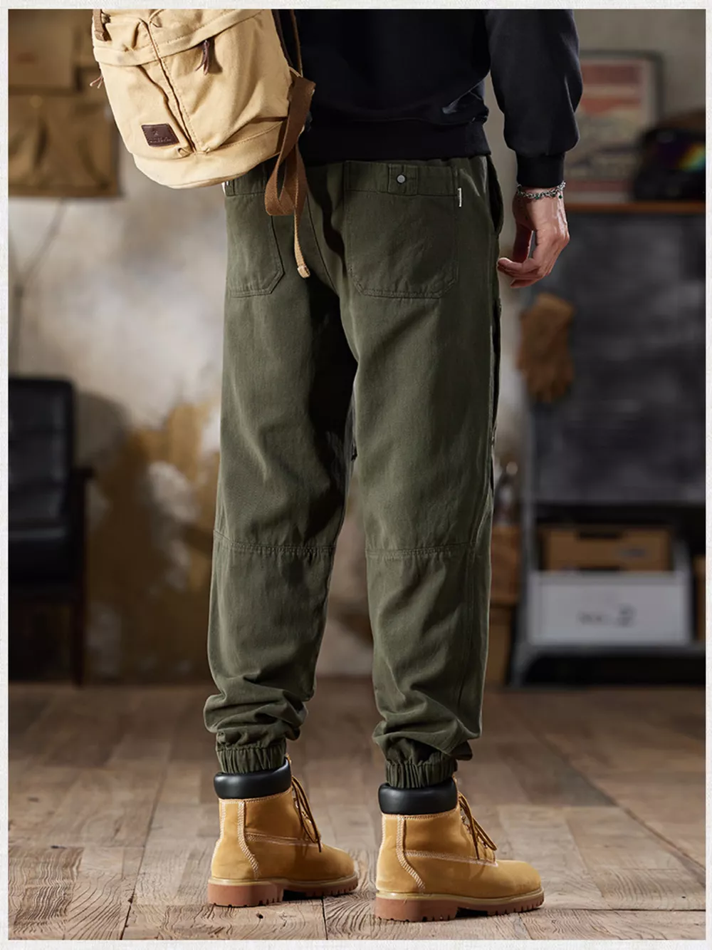 Men's Full Size Casual Drawstring Cargo Joggers Plus Size, image 3