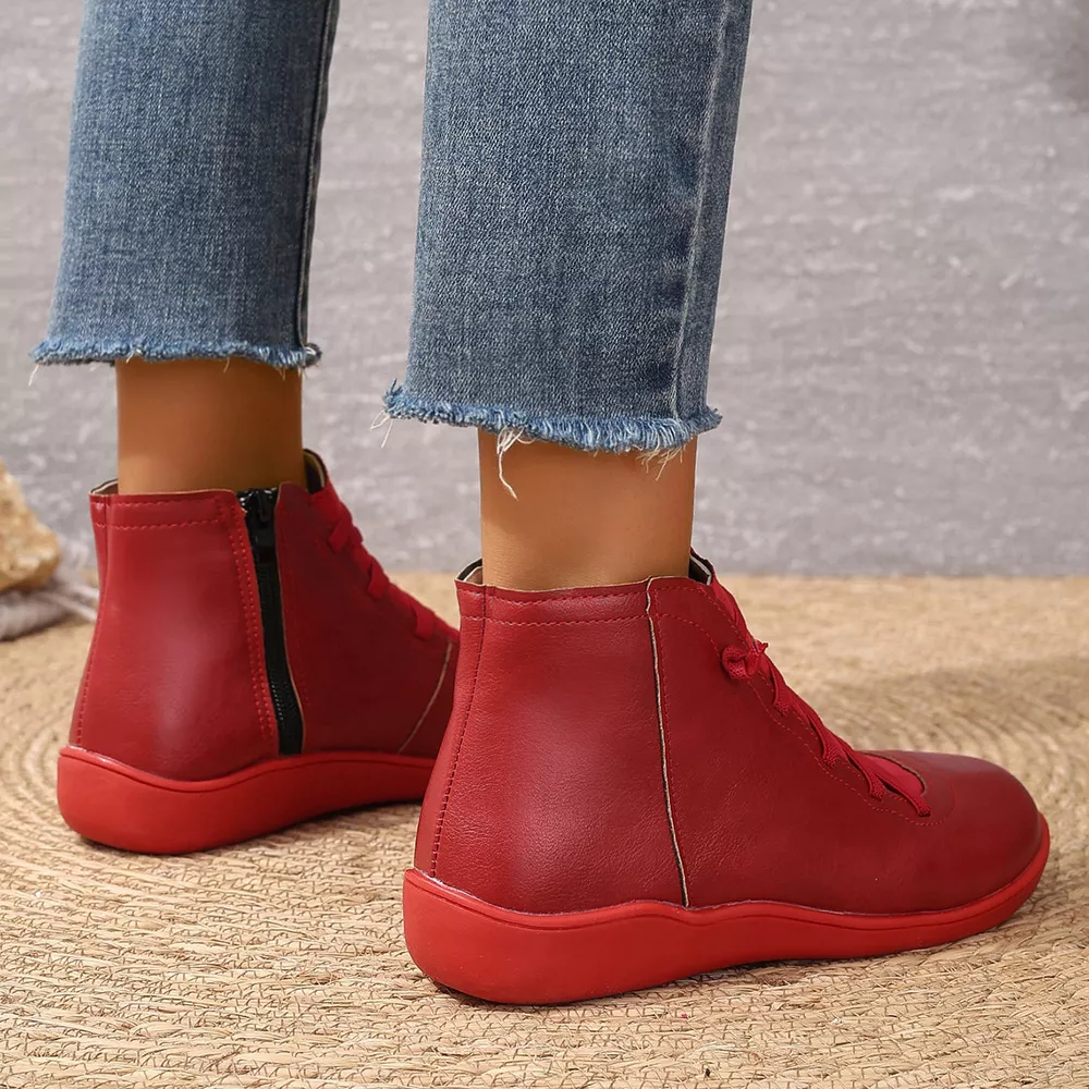 Lace-Up Faux Leather Ankle Boots, image 10