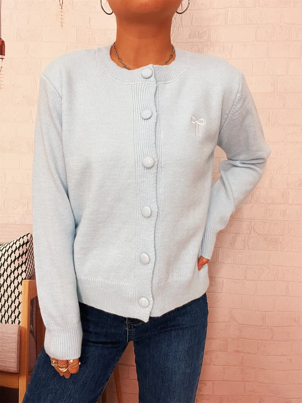 Button-Up Long Sleeve Cardigan, image 2