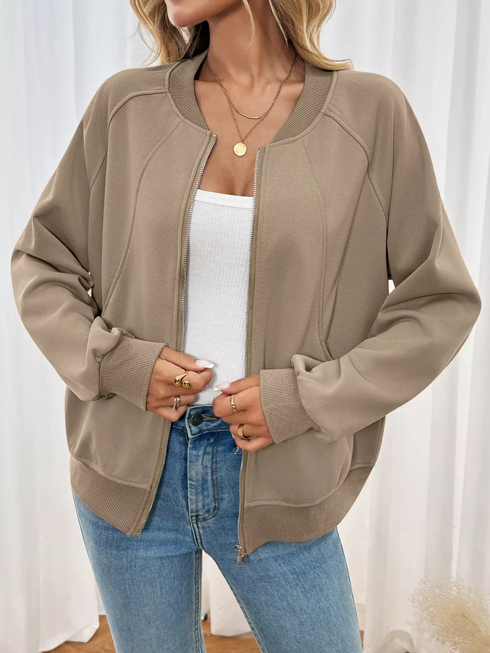 Zip Up Raglan Sleeve Jacket
