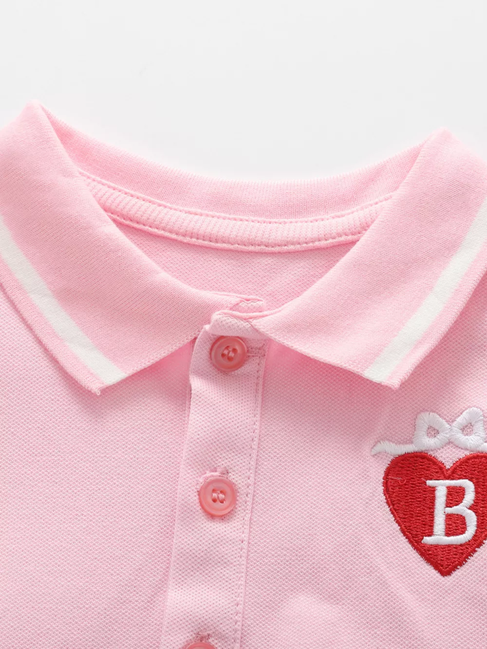 Children's Polo Collar Embroidered Heart Dress, image 3