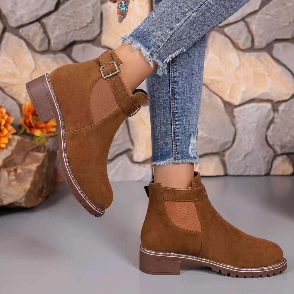Round Toe Block Heels Boots, image 9