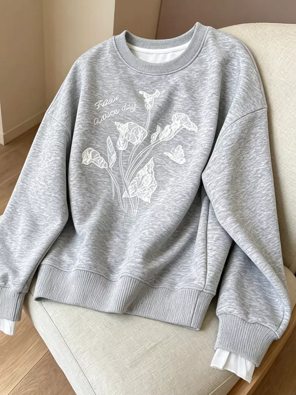 Floral Crew Neck Sweatshirt