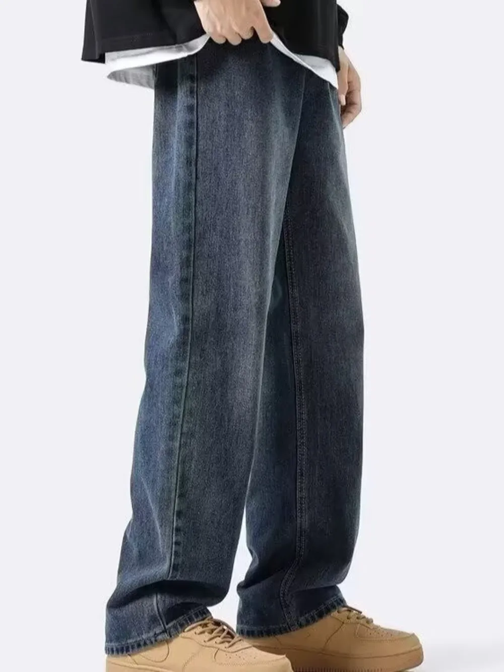 Men's Full Size Vintage Wash Loose Fit Jeans Plus Size, image 3