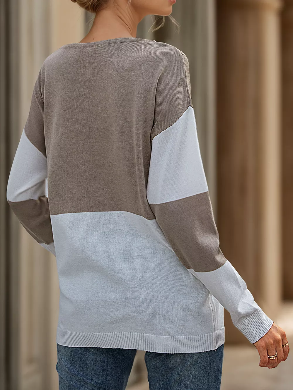 Color Block V-Neck Knit Top, image 9