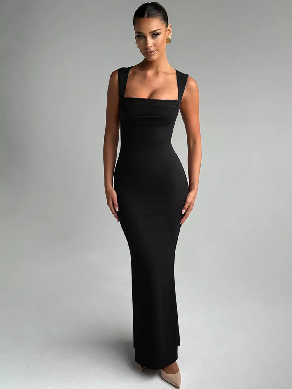 Square Neck Sleeveless Maxi Dress