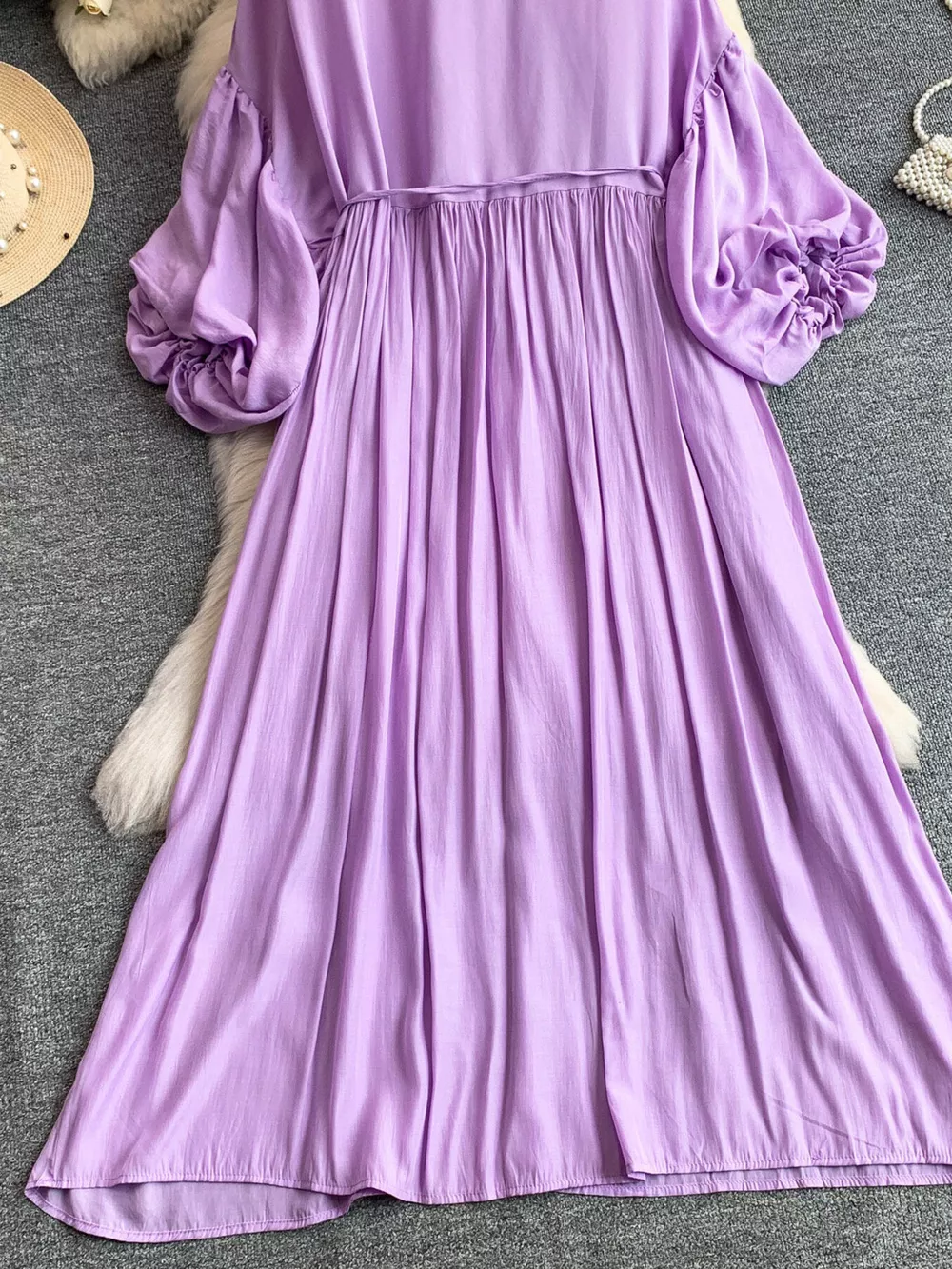 Balloon Sleeve Tie-Waist Dress, image 13