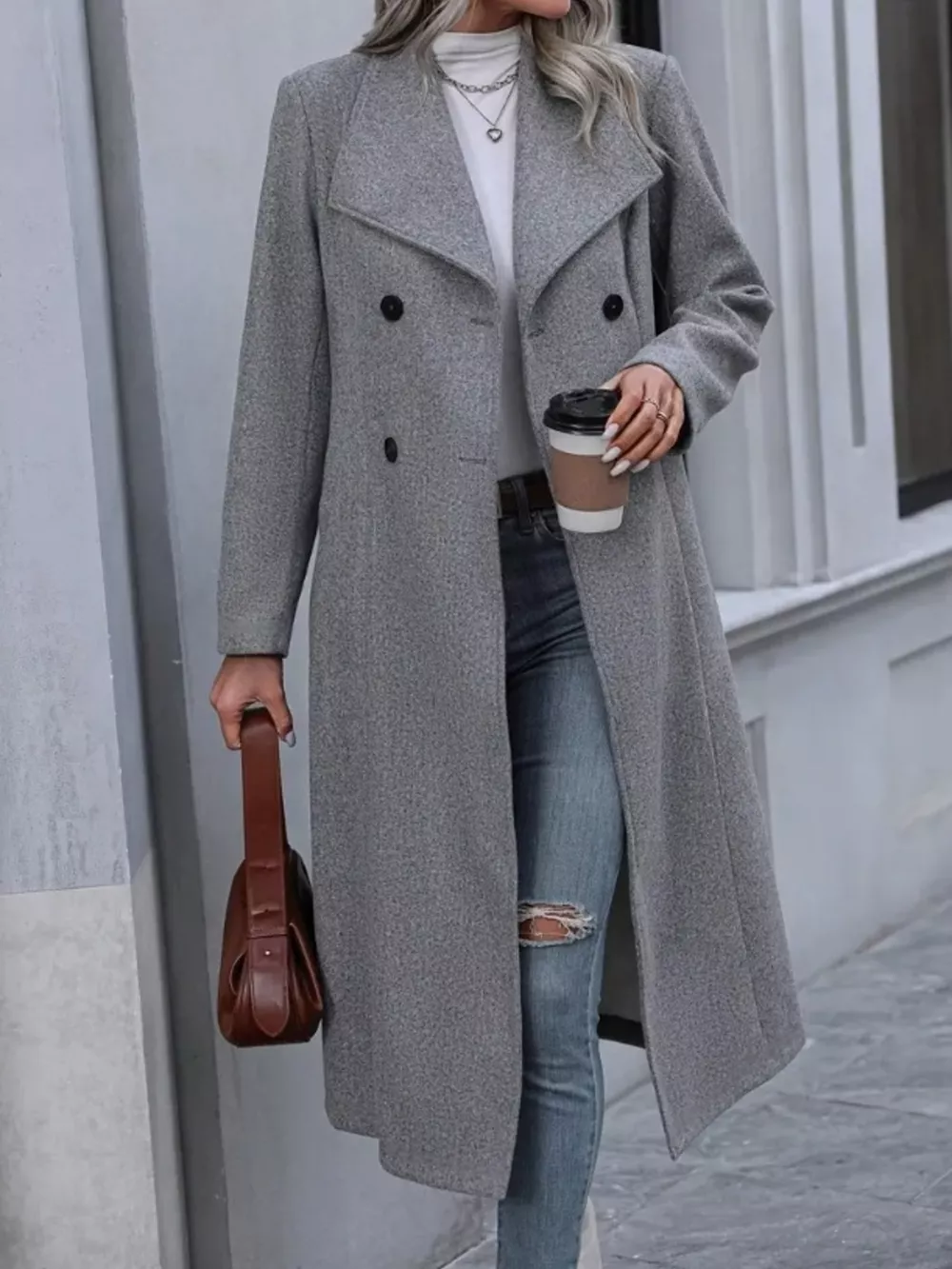 Double-Breasted Longline Overcoat, image 2