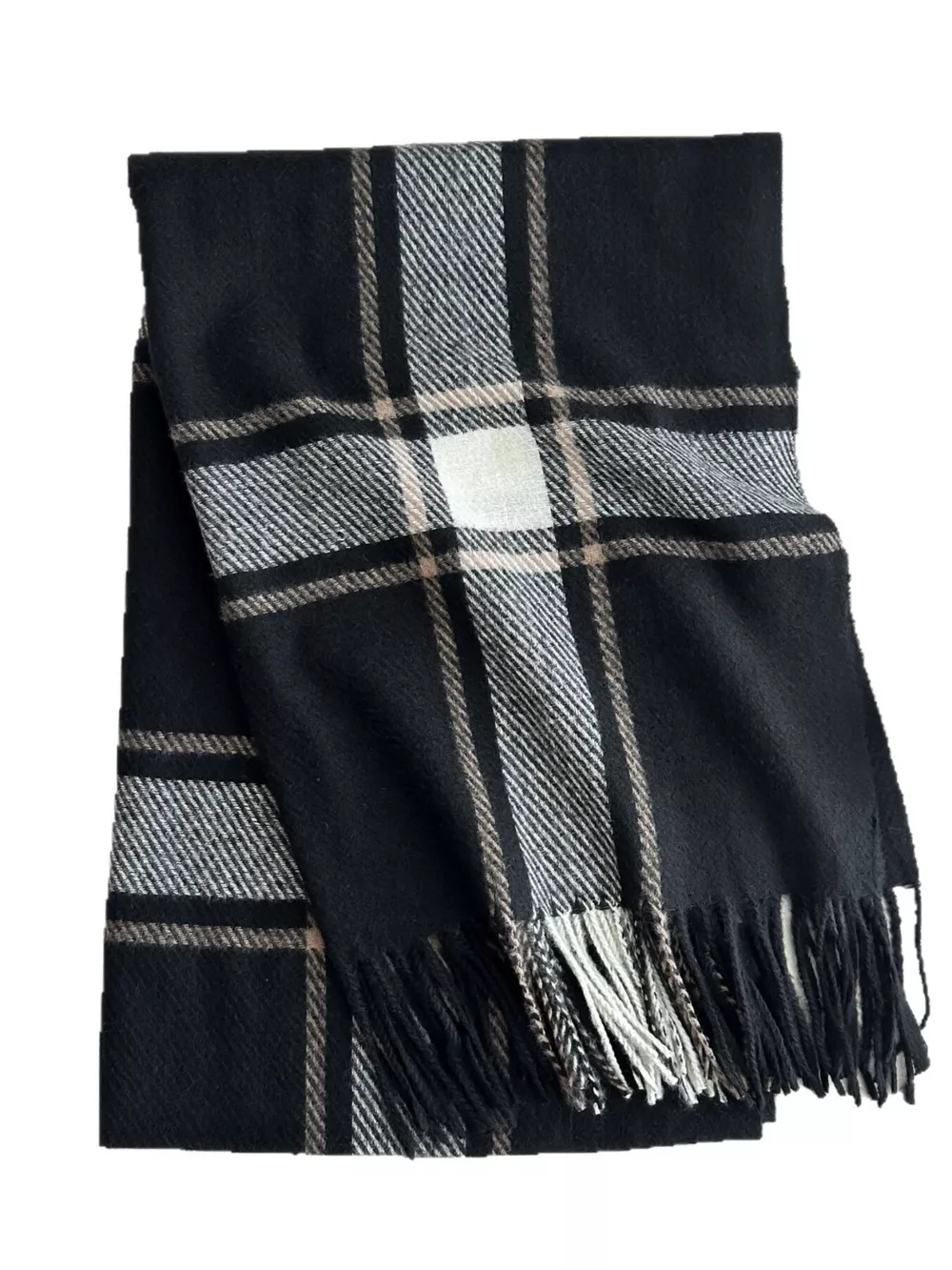 Classic Plaid Pattern Tassel Winter Scarf, image 5
