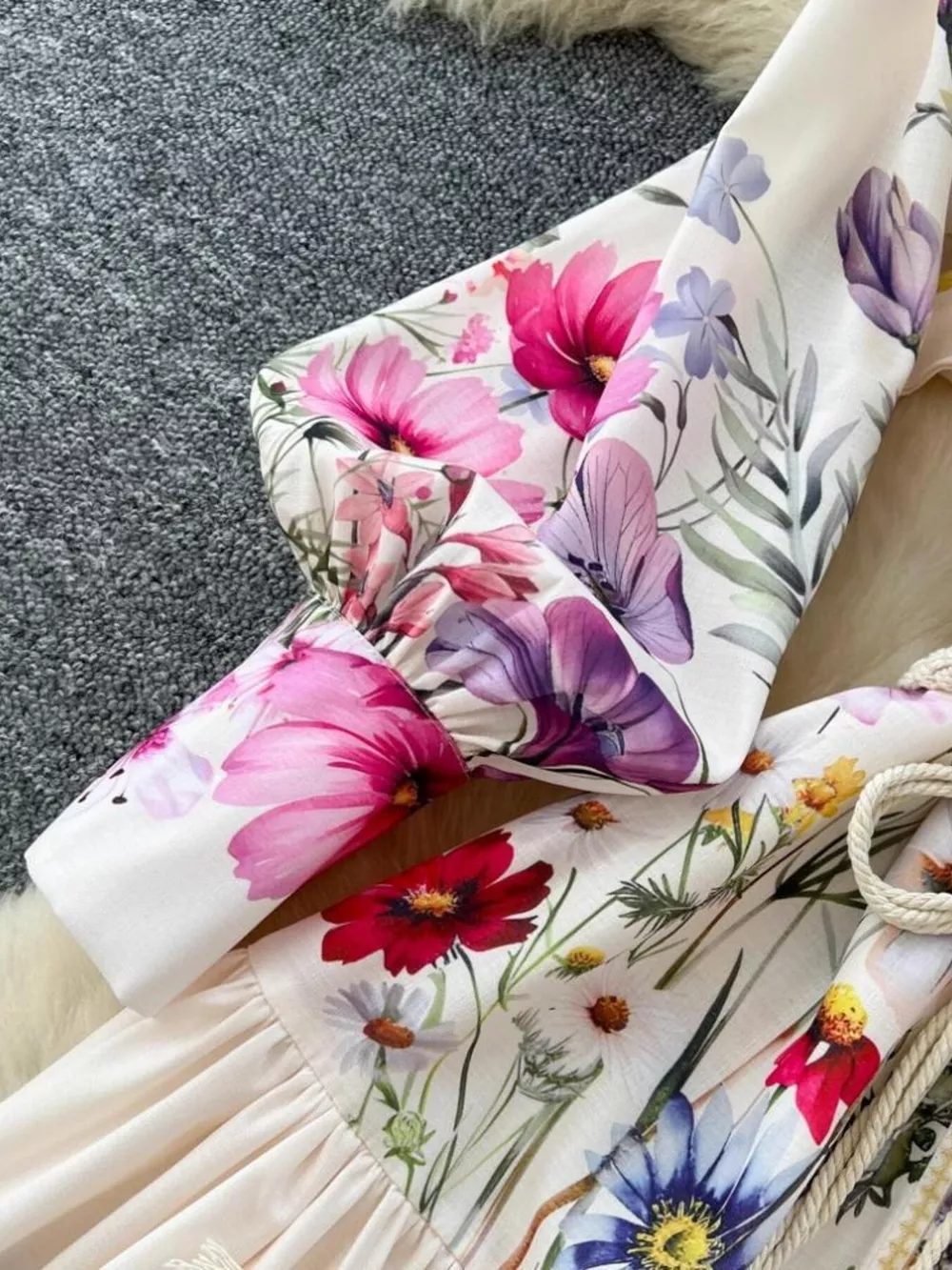 Floral Print Lantern Sleeve Midi Dress, image 8
