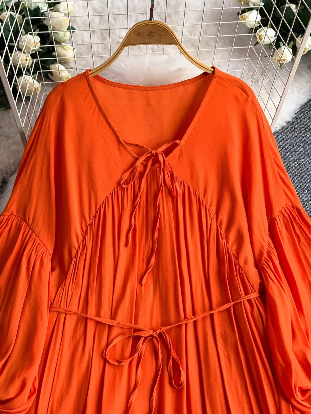 Balloon Sleeve Tie-Waist Dress, image 32