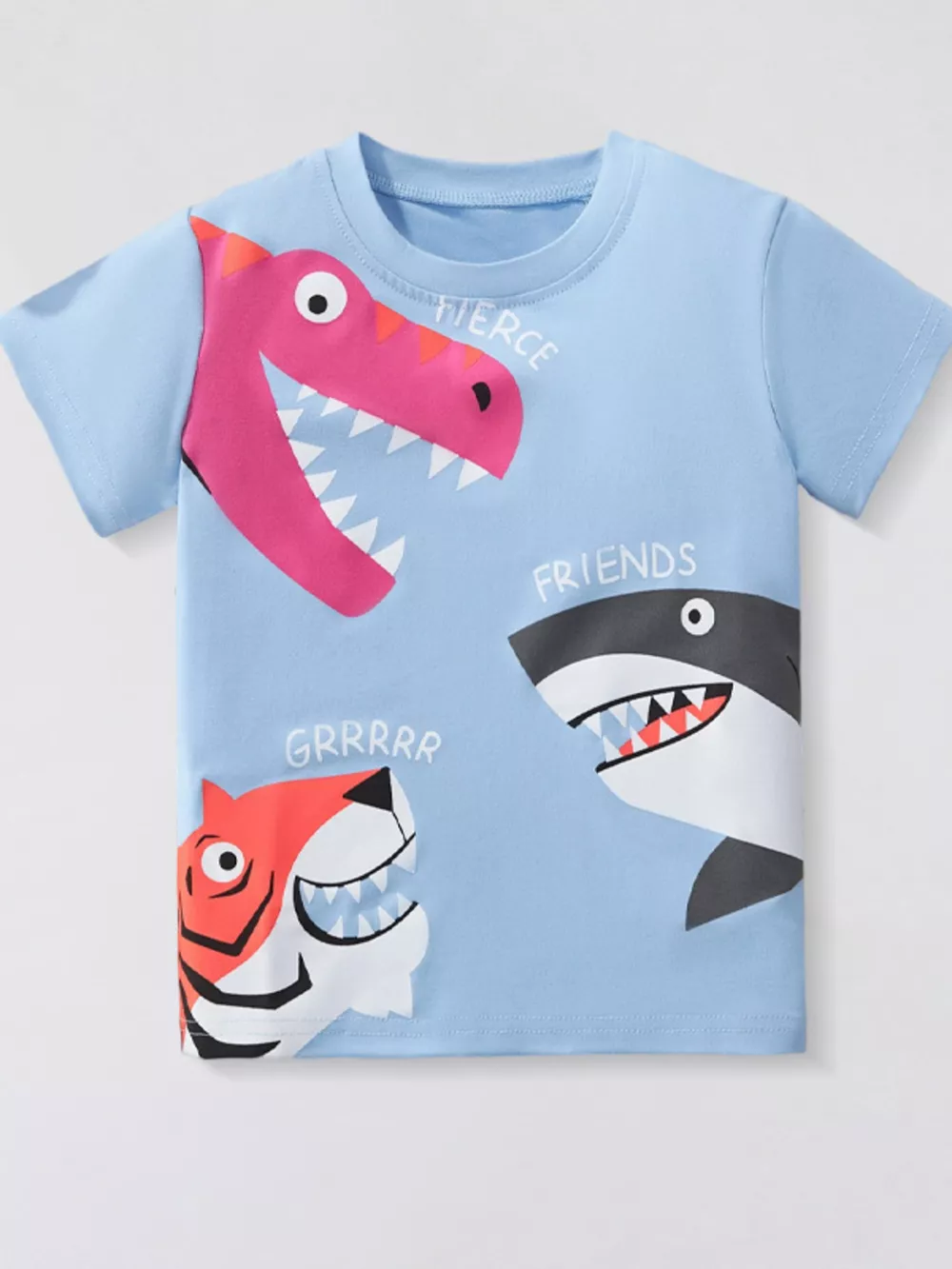 Children's Cartoon Animal Crew Neck T-Shirt