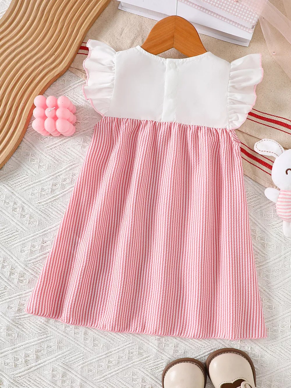 Children's Embroidered Striped Dress, image 3
