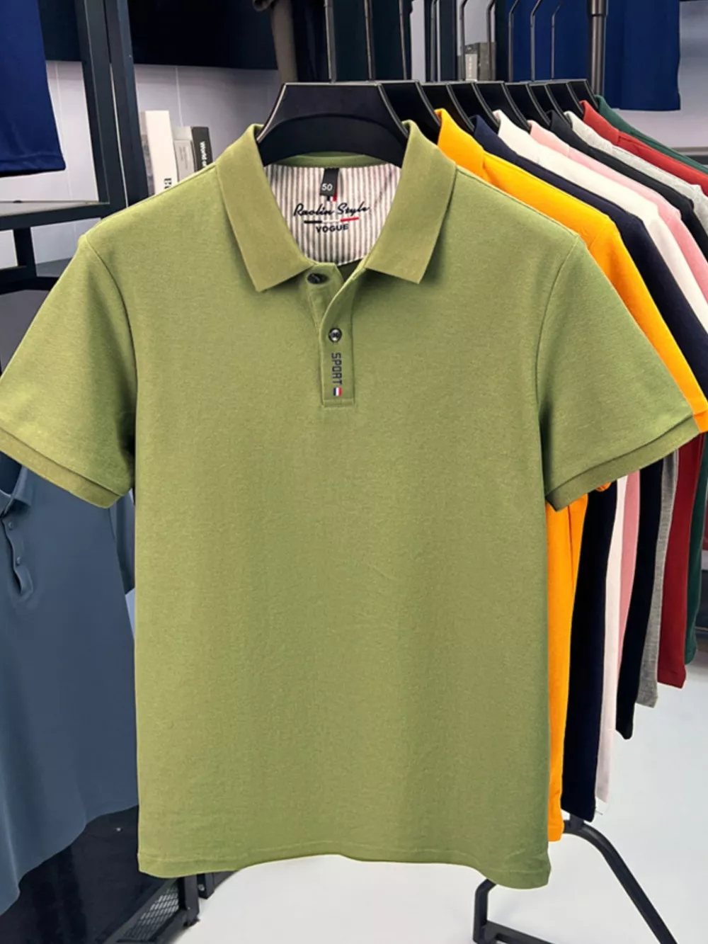 Men's Plus Size Button Detail Short Sleeve Polo, image 2