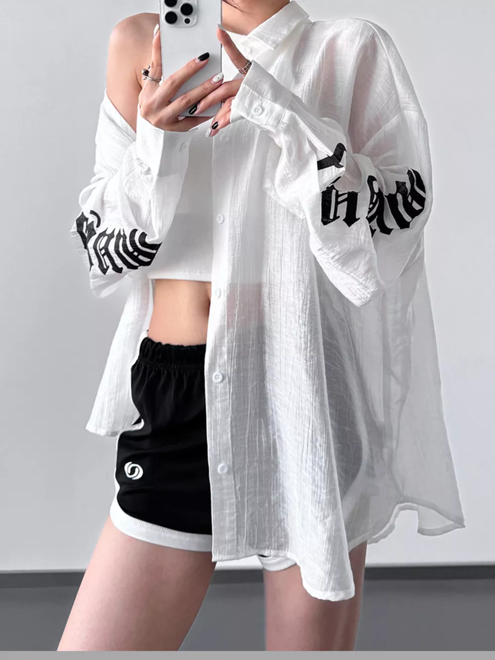 Button-Up Long Sleeve Oversized Shirt, image 3