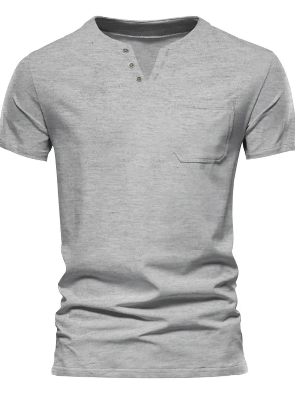 Men's Full Size Notched Henley T-Shirt with Chest Pocket Plus Size, image 4