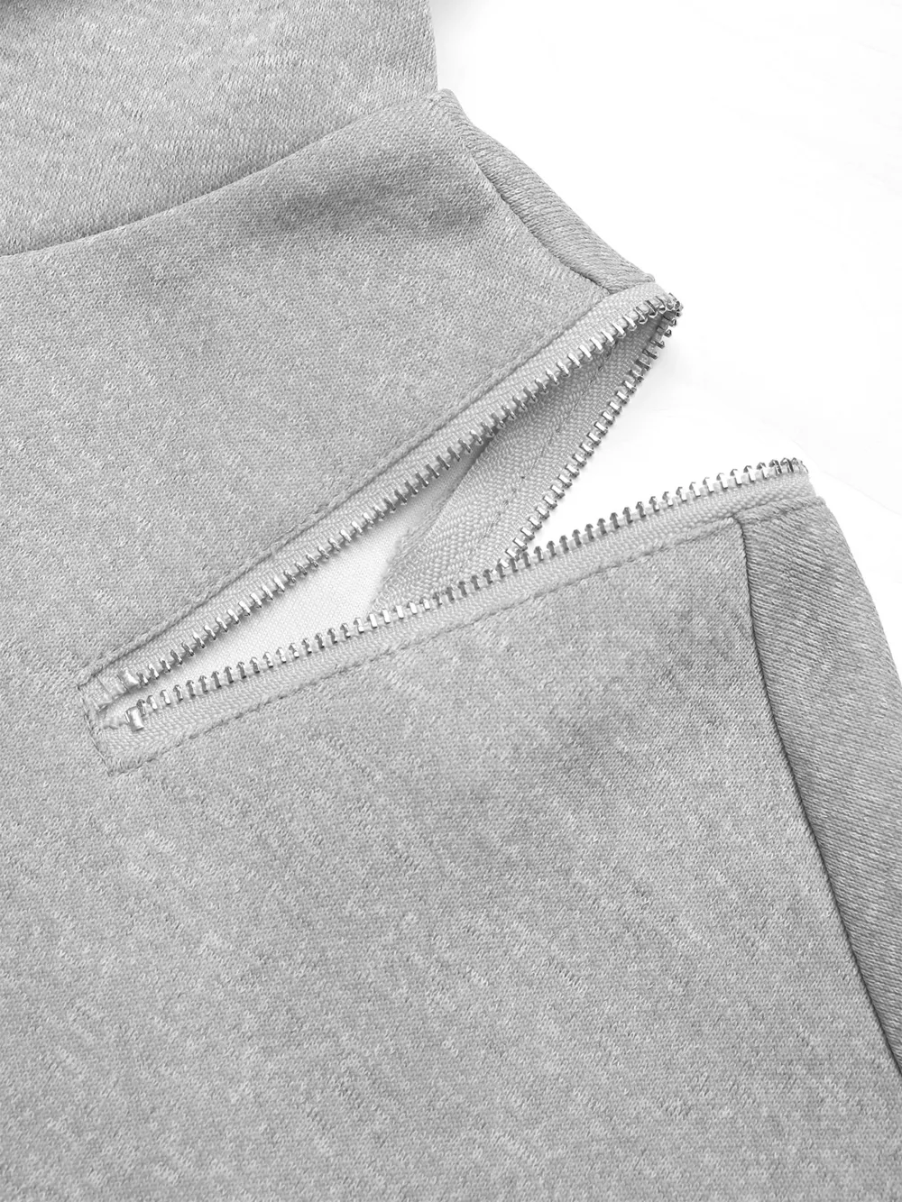 Drawstring Zip Detail Cold Shoulder Hoodie, image 4