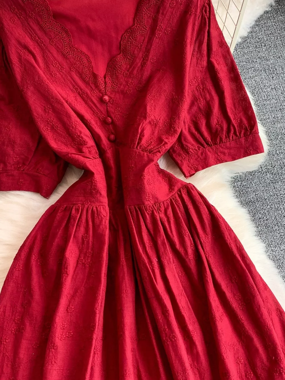 Lace Detail A-Line Midi Dress, image 23