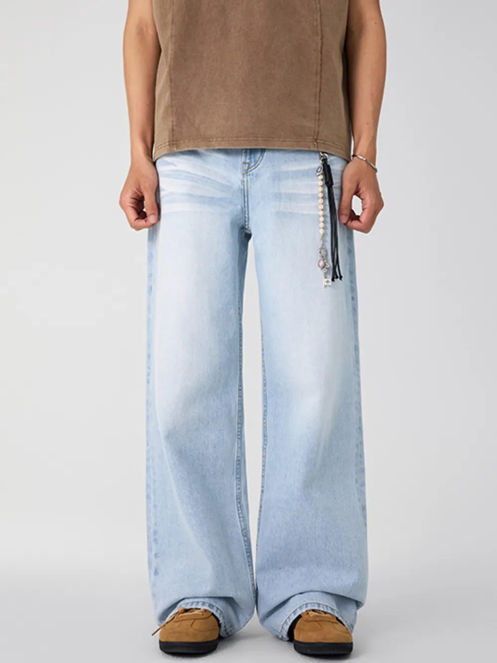 Men's Wash Wide Leg Jeans