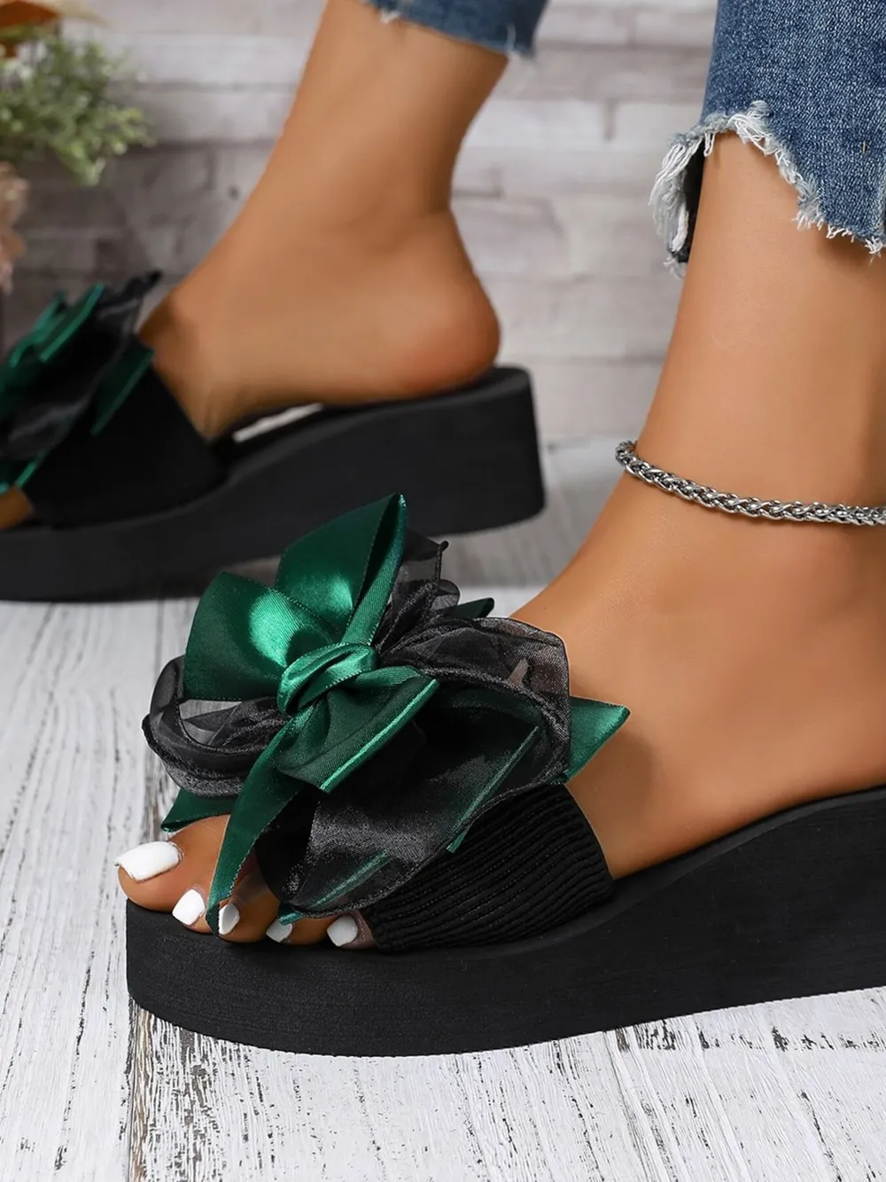 Bow-Tie Platform Wedge Sandals, image 4