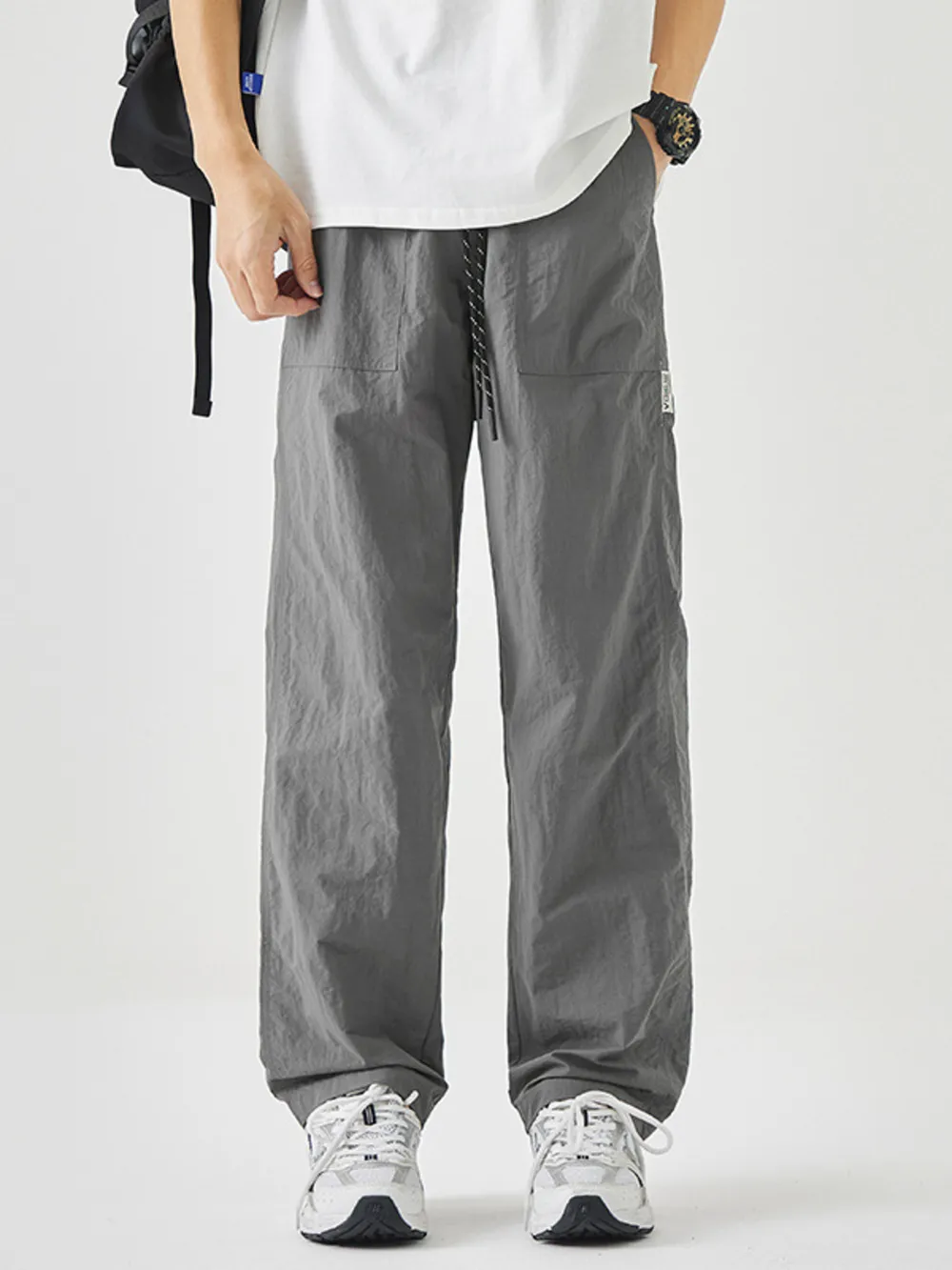 Men's Plus Size Drawstring Wide Leg Pants