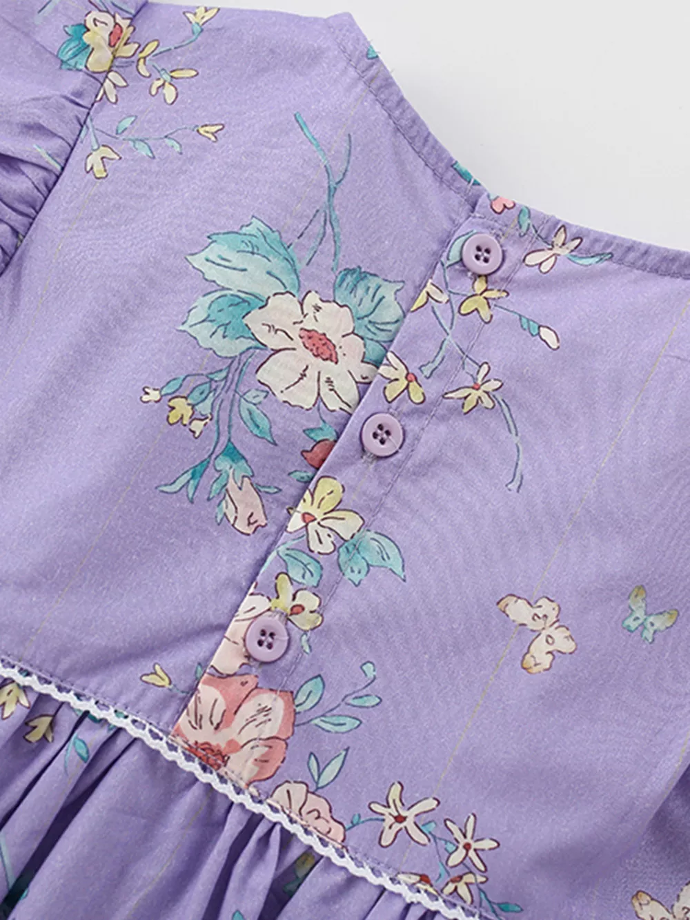 Children's Floral Print Ruffle Sleeve A-Line Dress, image 4