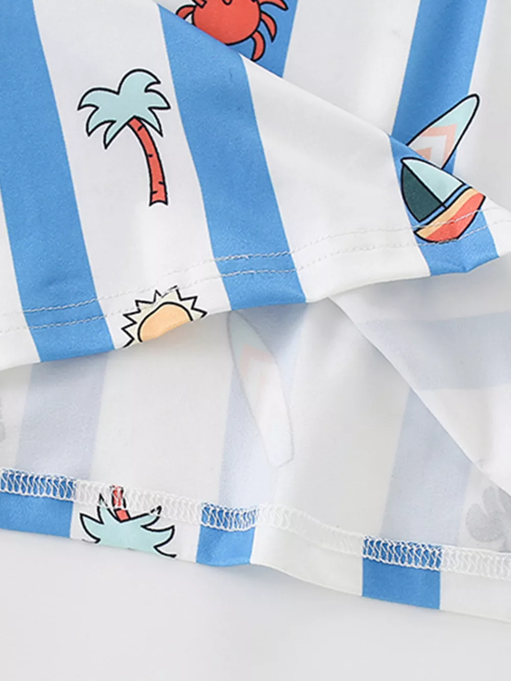 Children's Striped Cartoon Print Round Neck T-Shirt, image 4