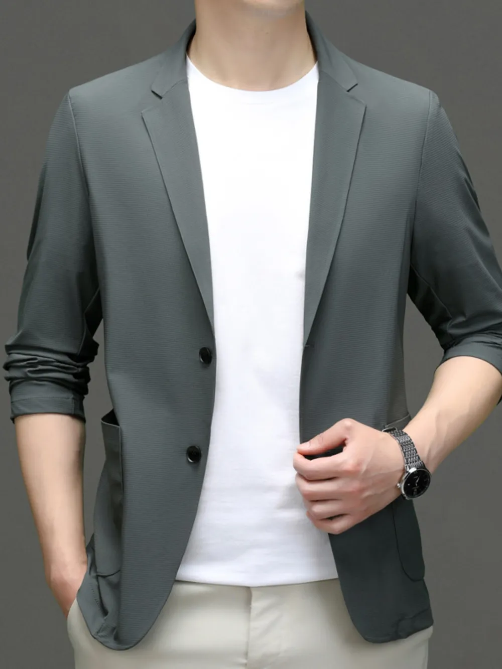 Men's Button Up Long Sleeve Blazer, image 2
