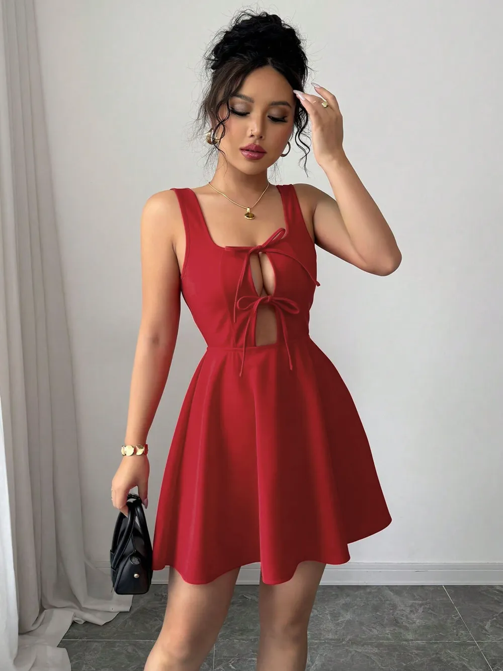 Tie Front Wide Strap Dress, image 4